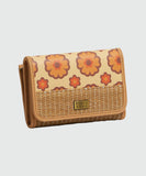 Front view of the Billabong Someday trifold wallet in Pineapple print showing the tropical design and hook-and-loop closure.