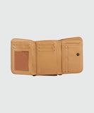 Internal open view of the Billabong Someday trifold wallet displaying the multiple card slots and clear ID window.