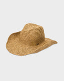Billabong Take It West Hat in Natural front view showcasing the classic western-inspired cowgirl silhouette beautifully woven natural paper straw construction sculpted crown and wide shapeable wire-reinforced brim, sold by Point Break Cambridge local family surf shop at 63 Duke Street.
