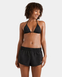 Billabong Womens Legacy Boardshorts in Black front view showing the comfortable fixed waistband classic surf lace-up drawcord closure system and clean minimalist athletic profile, sold by Point Break Cambridge local family surf shop at 63 Duke street.