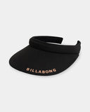 Billabong Womens Pacific Beach Visor in Black side profile view highlighting the comfortable low profile crown band depth and sun shading protective brim curve, sold by Point Break Cambridge local family surf shop at 63 Duke street.