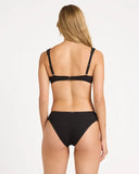 Billabong Womens Summer Hi Bondi Bikini Bottom in Black Sands charcoal black back view showing the classic medium Bondi rear coverage architecture and durable double-stitched seam construction layouts, sold by Point Break Cambridge local family surf shop at 63 Duke street.
