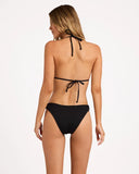 Billabong Womens Summer Hi Hike Pant Bikini Bottom in Black Sands charcoal black back view showing the cheeky rear coverage architecture and durable double-stitched seam construction layouts, sold by Point Break Cambridge local family surf shop at 63 Duke street.