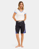 Billabong Womens Surf Vibe V Neck Tee in Salt Crystal front view showcasing the flattering fitted silhouette classic V neckline contrast neckband detailing comfortable cap sleeves and signature Billabong left chest print, sold by Point Break Cambridge local family surf shop at 63 Duke Street.
