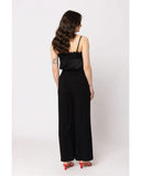 Billie The Label Essential Wide Leg Pant in Black back view showing the elegant relaxed drape premium dark fabric alignment and clean structural hip paneled tailoring with minimalist rear pocket detailing, sold by Point Break Cambridge local family surf shop at 63 Duke street.