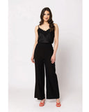 Billie The Label Essential Wide Leg Pant in Black front view showing the elegant relaxed high-waisted silhouette flattering tailored front pleating and clean casual flowing lower wide leg hemline profile, sold by Point Break Cambridge local family surf shop at 63 Duke street.