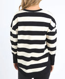 Foxwood Striped Delilah Crew - Black & Vintage White Stripe