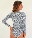 Moontide Zip Front Long Sleeve One Piece - White