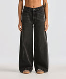 Wrangler Mid Stevie Relaxed Wide Jeans - Nightwatch Black