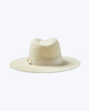 Brixton Lyons Knit Packable Hat in Natural straw back view showing the continuous flat crushable sun brim profile and premium light stiffness travel friendly crown layout, sold by Point Break Cambridge local family surf shop at 63 Duke street.