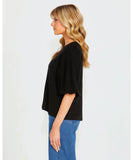 Sass Roxanne Balloon Sleeve Top - Black