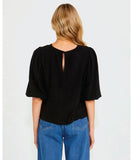 Sass Roxanne Balloon Sleeve Top - Black