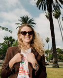 CHPO Brand Amy Sunglasses in Turtle Brown tortoiseshell front view showing the elegant oversized frame profile and premium sun-shielding Brown lenses, sold by Point Break Cambridge local family surf shop at 63 Duke street.