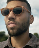 CHPO Brand Byron Sunglasses in Mustard yellow front view showing the retro round-square frame profile and premium sun-shielding Brown lenses, sold by Point Break Cambridge local family surf shop at 63 Duke street.