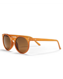 CHPO Brand Byron Sunglasses in Mustard yellow front view showing the retro round-square frame profile and premium sun-shielding Brown lenses, sold by Point Break Cambridge local family surf shop at 63 Duke street.
