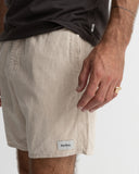 Model wearing the Rhythm Mens Classic Linen Jam Short - Sand on a plain background