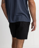 Model wearing the Rhythm Mens Classic Linen Jam Short - Vintage Black on a plain background