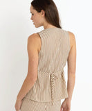 Rhythm Cove Strip Long Vest - Natural
