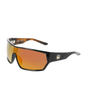 Dragon Havoc Sunglasses in Dragons Breath front view showing the aggressive wide wrap injection moulded frame layout and premium mirrored LUMALENS Red Ion lenses, sold by Point Break Cambridge local family surf shop at 63 Duke street.