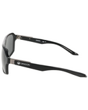 Dragon McTwist Sunglasses in Black side profile view highlighting the comfortable classic curvature secure temple arm taper and iconic stamped brand logo details, sold by Point Break Cambridge local family surf shop at 63 Duke street.