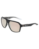 Dragon McTwist Sunglasses in Matte Black Geotrad front view showing the elegant round frame layout and premium mirrored LUMALENS Silver Ion lenses, sold by Point Break Cambridge local family surf shop at 63 Duke street.