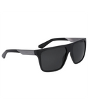 Dragon Vinyl Sunglasses in Matte Black side profile view highlighting the comfortable slight wrap curvature secure temple arm taper and iconic stamped brand logo details, sold by Point Break Cambridge local family surf shop at 63 Duke street.