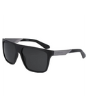 Dragon Vinyl Sunglasses in Matte Black side profile view highlighting the comfortable slight wrap curvature secure temple arm taper and iconic stamped brand logo details, sold by Point Break Cambridge local family surf shop at 63 Duke street.