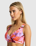 Sea Level Neon Wave Cross Front Multifit Bra bikini top in vibrant Berry pink displayed at Point Break Cambridge.