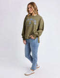Foxwood Effortless Contrast Crew - Moss