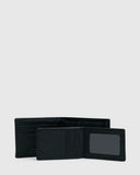 Element Icon Leather Wallet in Flint Black showing the front debossed tree logo on genuine black leather, sold by Point Break Cambridge local family surf shop at 63 Duke street. Picture shows second pull out wallet.