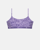 Ethika Girls Baby Girl Pullover Bra front view showing the signature graphic print scoop neck and branded elastic underbust band, sold by Point Break Cambridge local family surf shop at 63 Duke street.