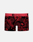 Ethika Girls Heat Seeker Staple underwear front view showing the flame graphic print and branded elastic waistband, sold by Point Break Cambridge local family surf shop at 63 Duke street.