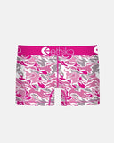 Ethika Girls Snow Cap Staple underwear front view showing the winter graphic print and branded elastic waistband, sold by Point Break Cambridge local family surf shop at 63 Duke street.
