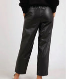 Back view of the Foxwood North wetlook pants displaying the clean rear pockets and straight-leg crop line.