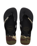 Havaianas Kids Top Ink Jandals in Sand Grey 0154 front view showing the comfortable open toe thong straps and tonal rubber logo layout, sold by Point Break Cambridge local family surf shop at 63 Duke street.