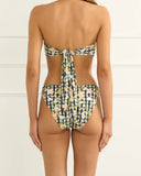 Heaven Aurea Jennifer Hipster Pant in Multi colour bikini swimsuit bottoms back view showing the seamless rear paneling layout and comfortable moderate coverage cut, sold by Point Break Cambridge local family surf shop at 63 Duke street.