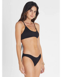 Heaven Jennifer Hipster Bikini Pant in Black side profile view showing the smooth seamless hip bands, sold by Point Break Cambridge local family surf shop at 63 Duke street.