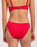 Heaven Jennifer Hipster Pant in Red bikini swimsuit bottoms back view showing the seamless rear paneling layout and comfortable moderate coverage cut, sold by Point Break Cambridge local family surf shop at 63 Duke street.
