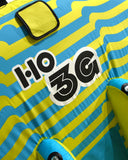 HO Sports 3G 2027 Towable Tube close up view highlighting the premium quick-connect tow attachment loop Boston inflation valve assembly and detailed brand graphic finishes, sold by Point Break Cambridge local family surf shop at 63 Duke street.