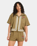 RVCA Womens Mel G Button Down Short Sleeve Shirt - Olive