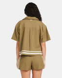 RVCA Womens Mel G Button Down Short Sleeve Shirt - Olive