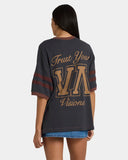 RVCA Womens Toni Ringer Tee - Washed Black