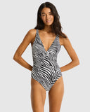 Sea Level Zebralis Scoop Back Panel Line One Piece - Black