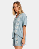 Volcom Womens Tropicali Short Sleeve Shirt - Blue Sapphire