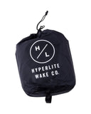 Hyperlite Heater Boat Blanket in Black reverse interior view showing the ultra-soft insulating fleece lining texture and clean perimeter stitching construction lines, sold by Point Break Cambridge local family surf shop at 63 Duke street.