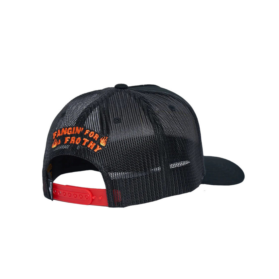 The Mad Hueys Frothy Fanging Twill Trucker - Black