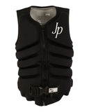 Jetpilot Zahra X1 F/E Ladies Neo Vest in Black front view showcasing the sleek women's anatomical fit, flexible neoprene construction, secure front PK Lok zipper, adjustable waist buckle and signature Jetpilot chest branding, sold by Point Break Cambridge local family surf shop at 63 Duke Street.