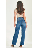 Back view of the Junkfood Anastasia wide-leg jeans showing the flattering pocket placement and relaxed leg drape.