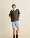 Rhythm Koa SS Rugby Polo - Charcoal