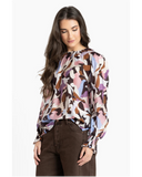 Side profile of the Leila + Luca New York Top in Chocolate Mystique detailing the long sleeve silhouette and cuff finish.
